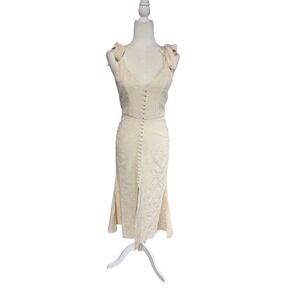 Vintage-Inspired Mott Cream Floral Jacquard Midi Dress – Size S